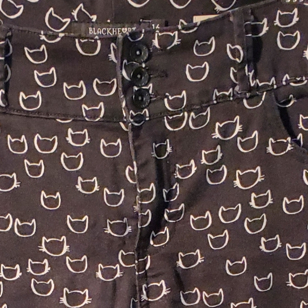 High Waisted Cat Head Black Amd White Pants 16 W